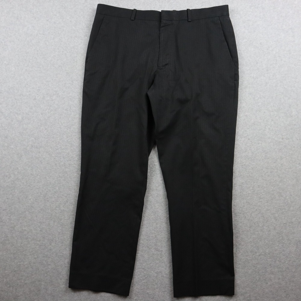 Perry Ellis Portfolio Pants Mens 36x28 Slim Fit Dress Suit Formal Gray Striped